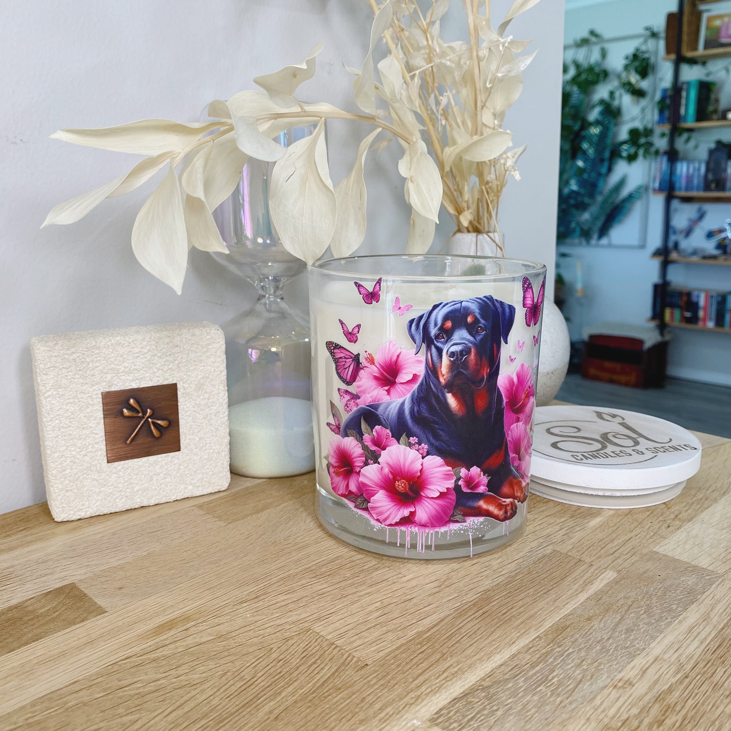 Rottweiler Laying Down Xlarge Candle