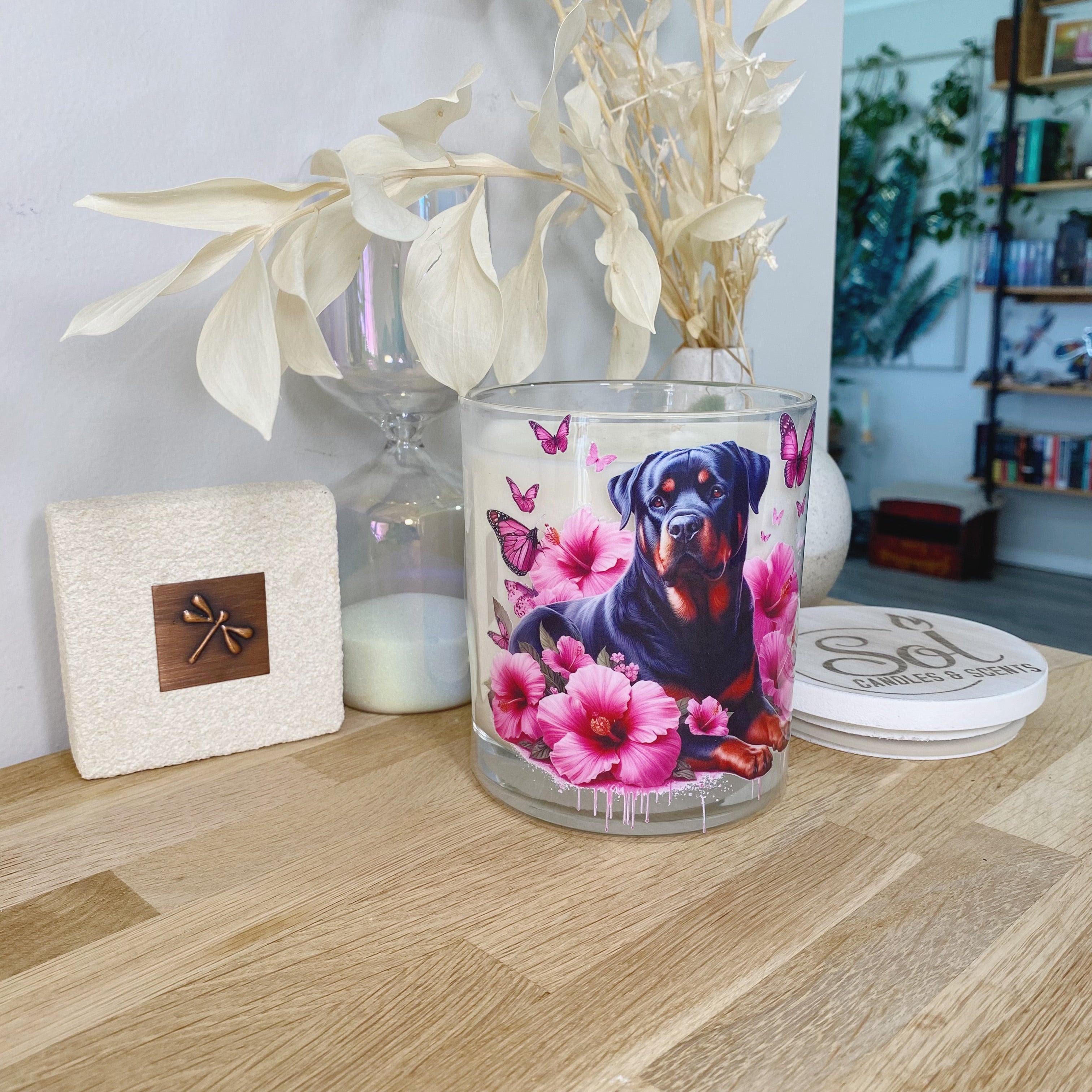 Rottweiler Laying Down Xlarge Candle