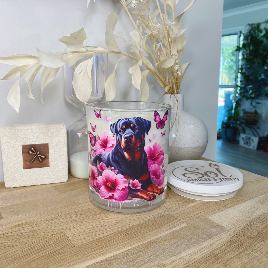 Rottweiler Laying Down Xlarge Candle