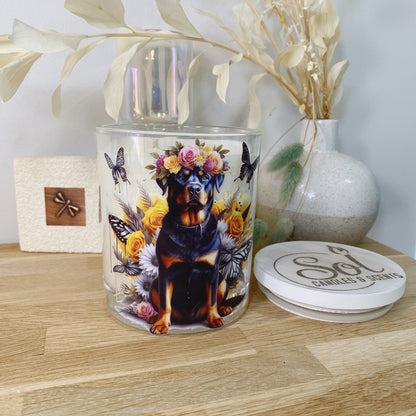 Rottweiler Sitting Yellow Xlarge Candle