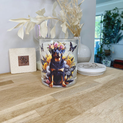 Rottweiler Sitting Yellow Xlarge Candle