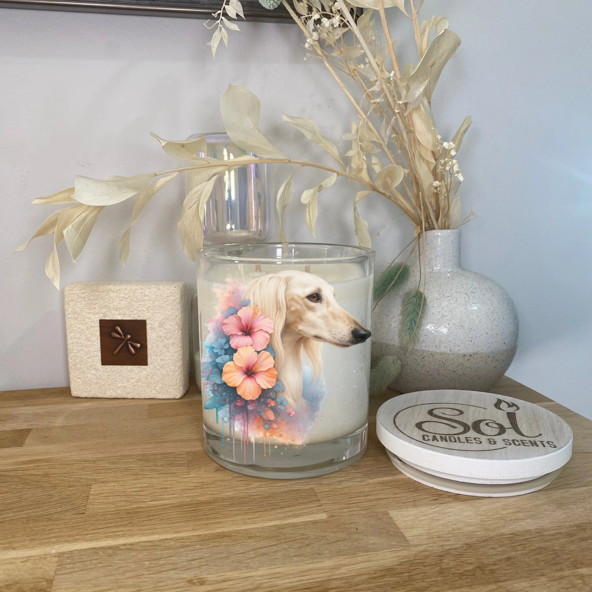 Saluki Cream Floral Xlarge Candle