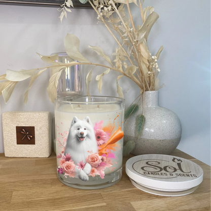 Samoyed Dog Pink Xlarge Candle