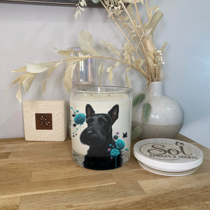 Scottish Terrier Teal Floral Xlarge Candle