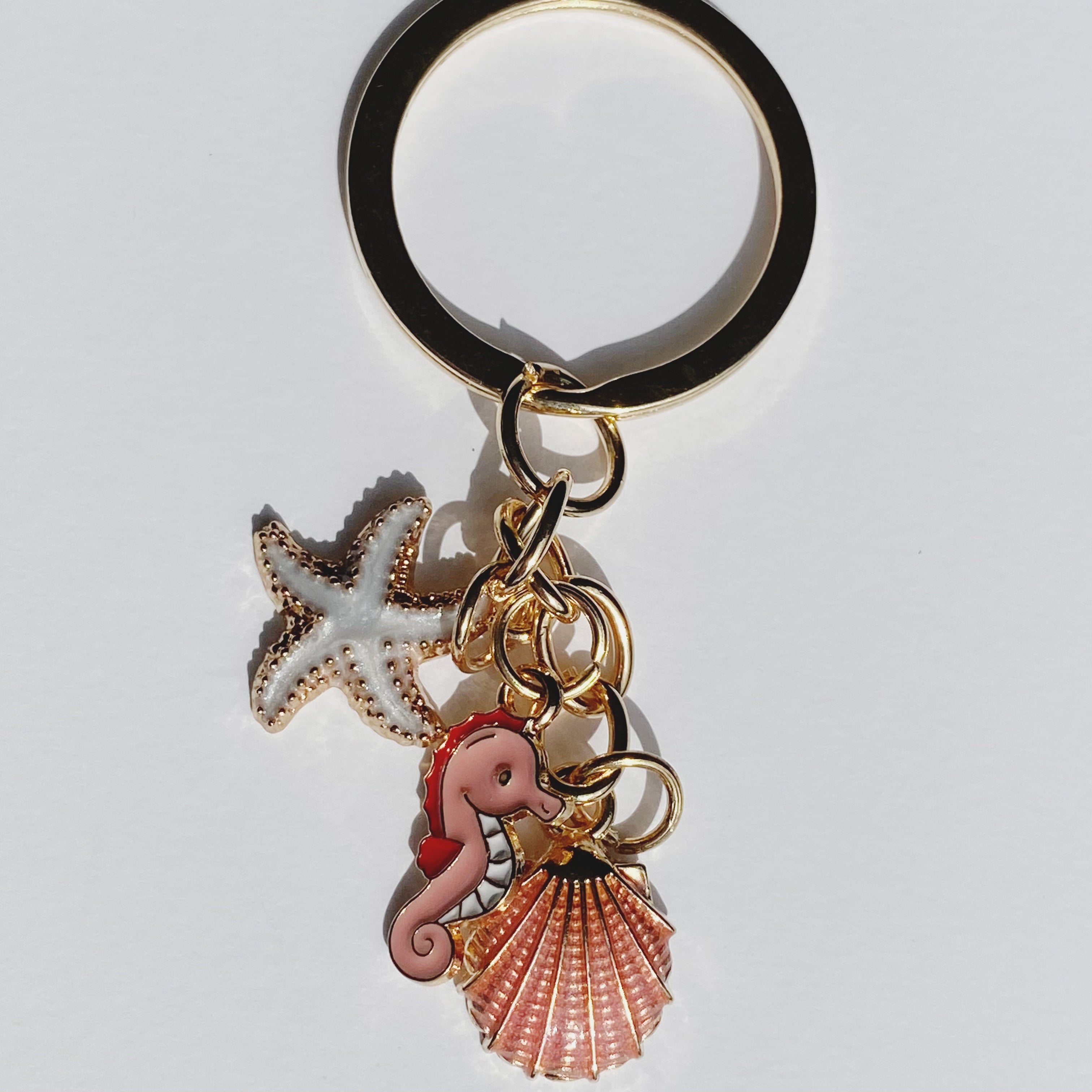 Seahorse Starfish Shell Keychain