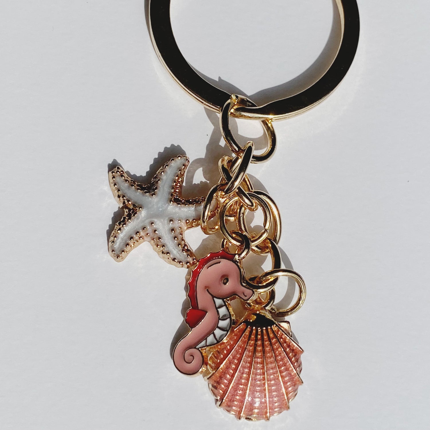 Seahorse Starfish Shell Keychain