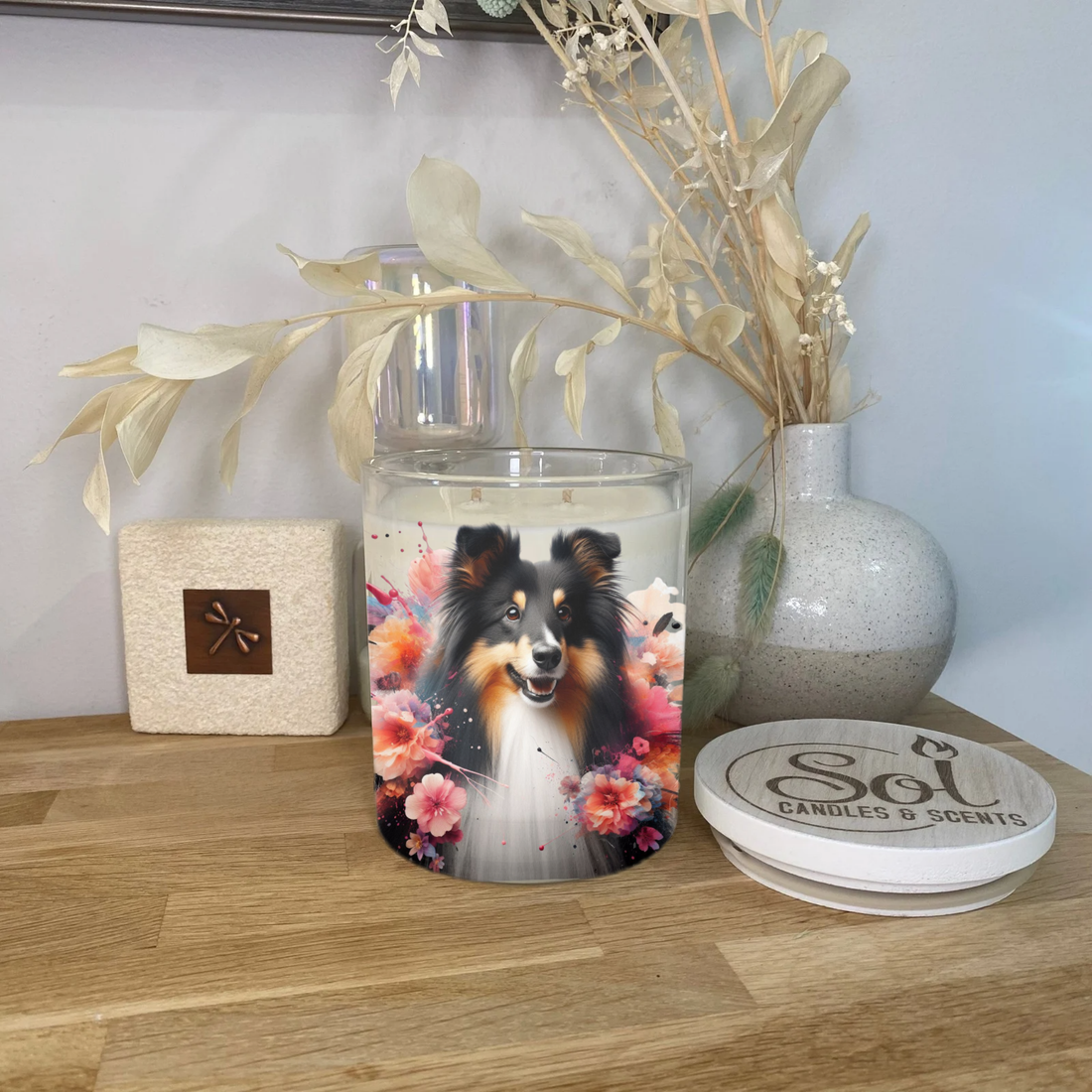 Shetland Sheepdog Black & Tan Xlarge Candle