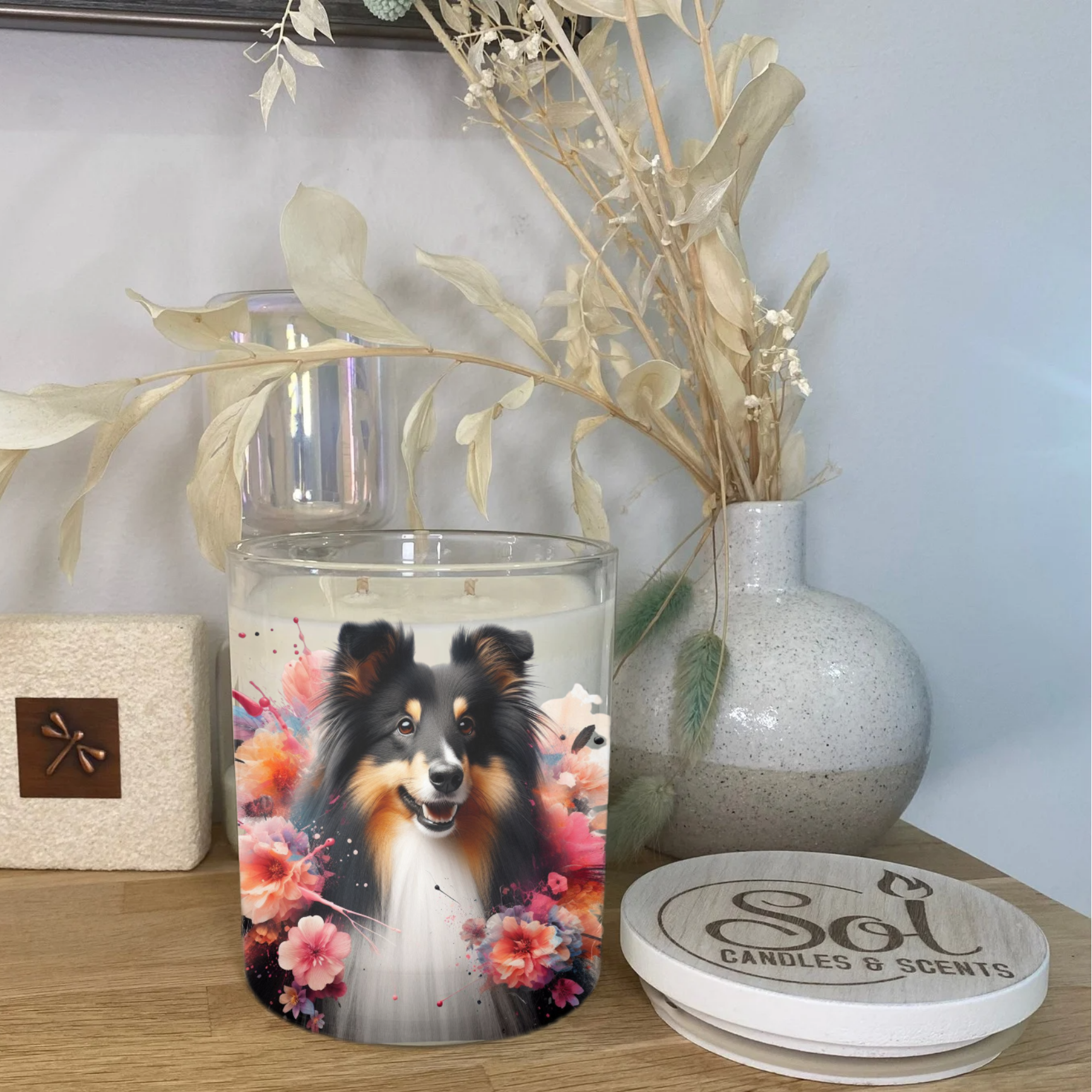 Shetland Sheepdog Black &amp; Tan Xlarge Candle
