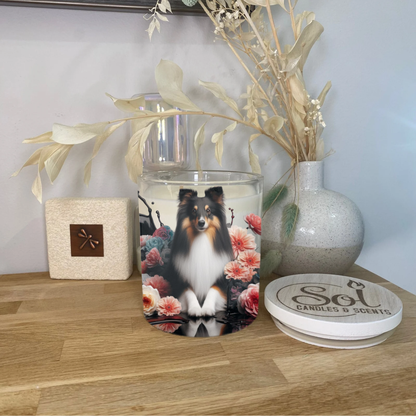 Shetland Sheepdog Laying Down Xlarge Candle
