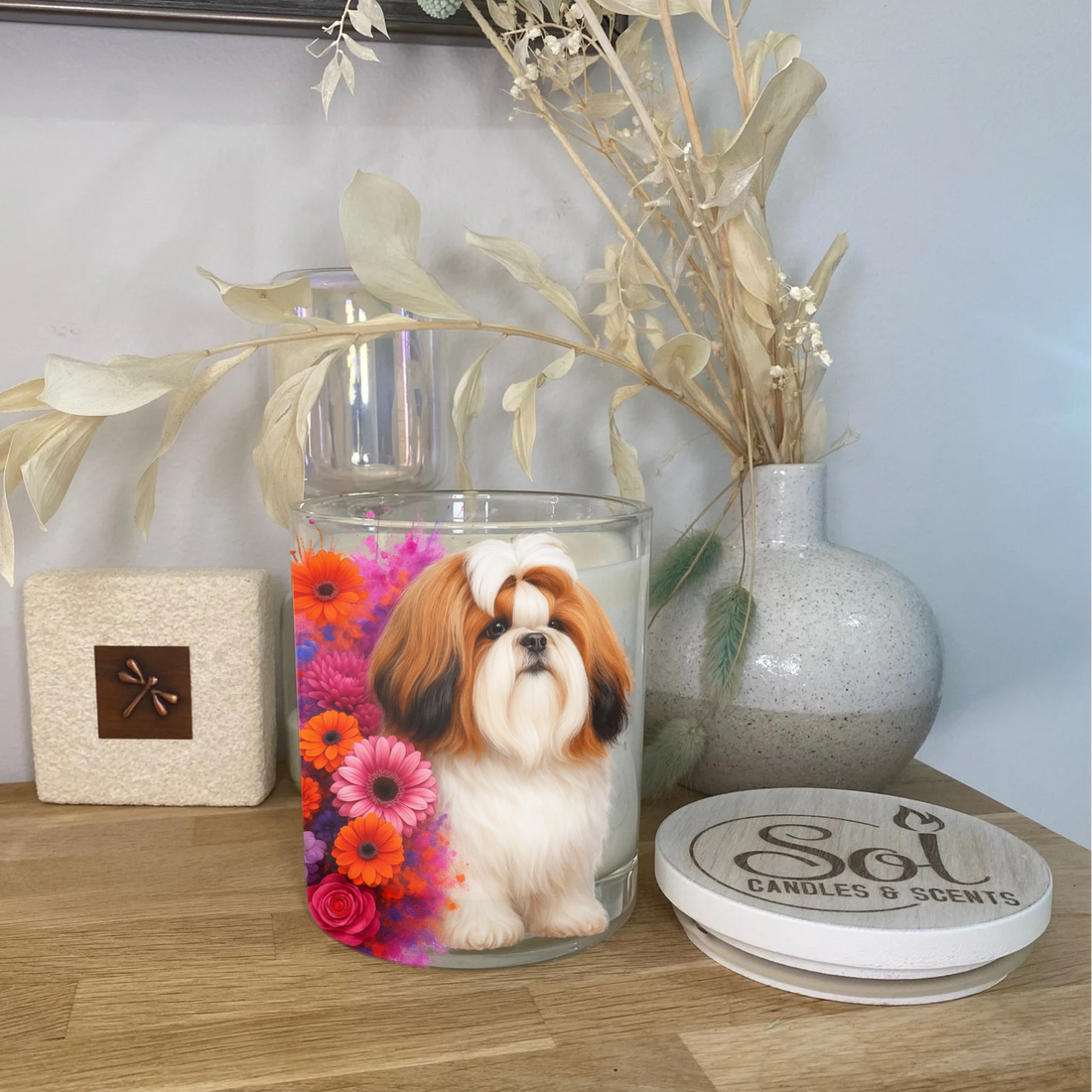 Shih Tzu Floral Xlarge Candle