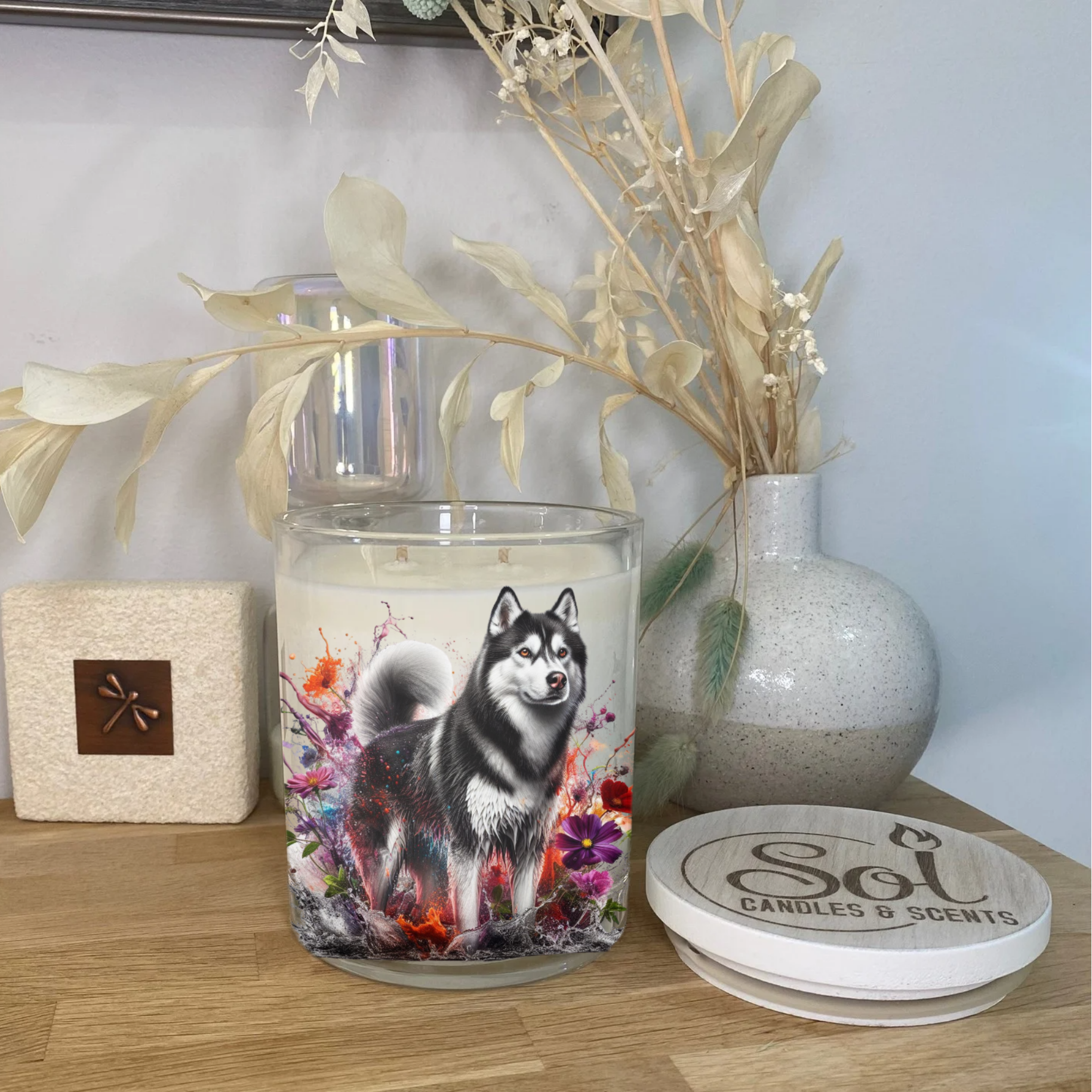 Siberian Husky Standing Xlarge Candle