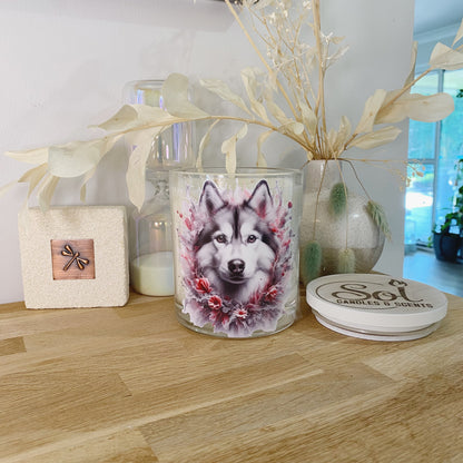 Siberian Husky Grey Splash Xlarge Candle