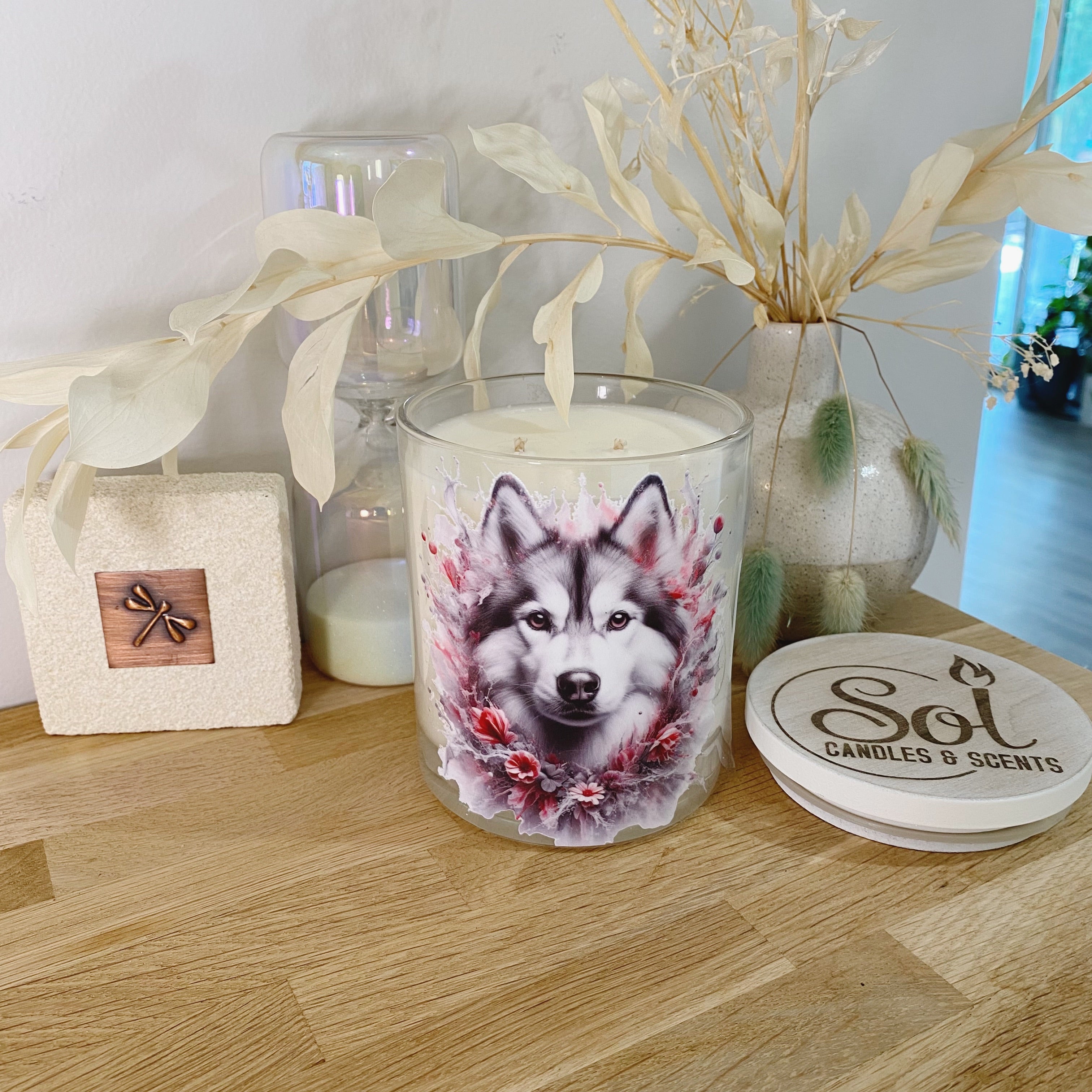 Siberian Husky Grey Splash Xlarge Candle
