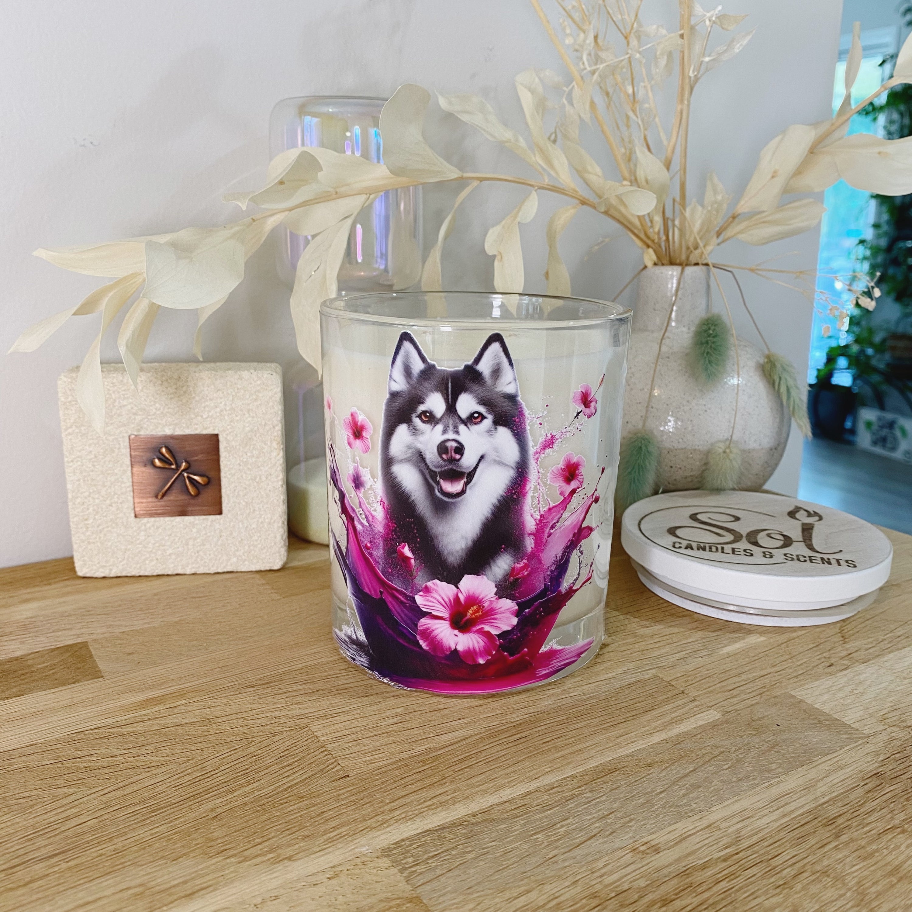 Siberian Husky Pink Xlarge Candle_Sol Candles &amp; Scents