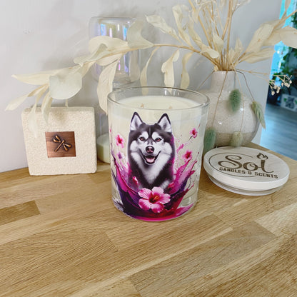 Siberian Husky Pink Xlarge Candle_Refillable_Made in Queensland