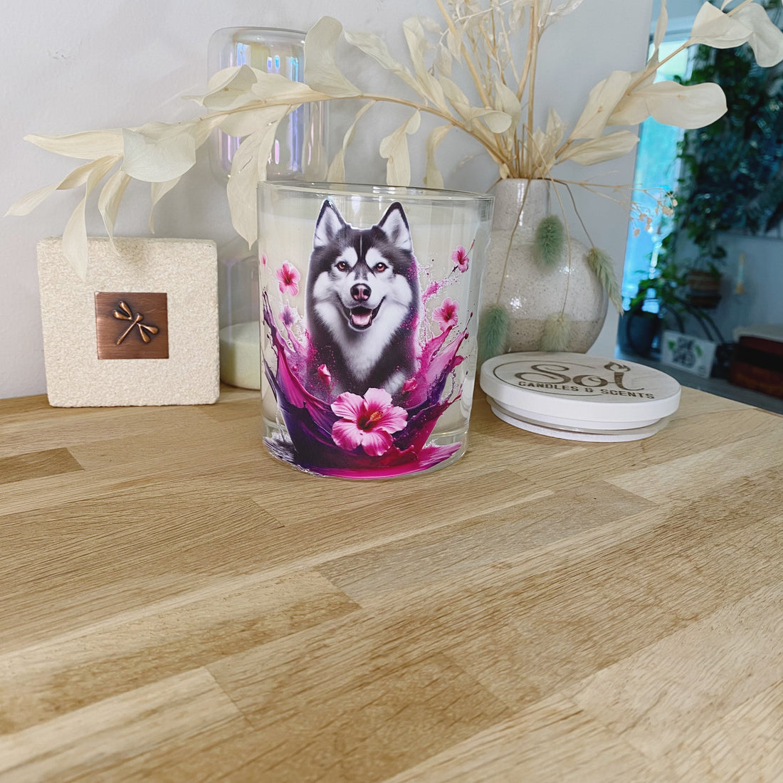 Siberian Husky Pink Xlarge Candle_Made in Australia