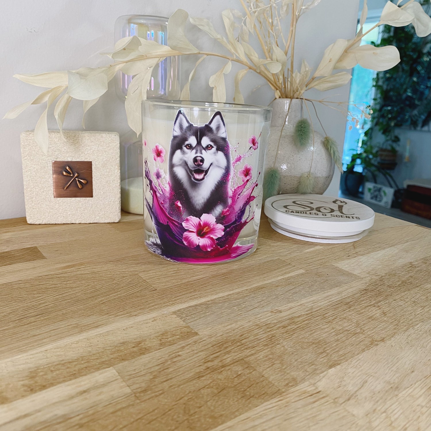 Siberian Husky Pink Xlarge Candle_Made in Australia