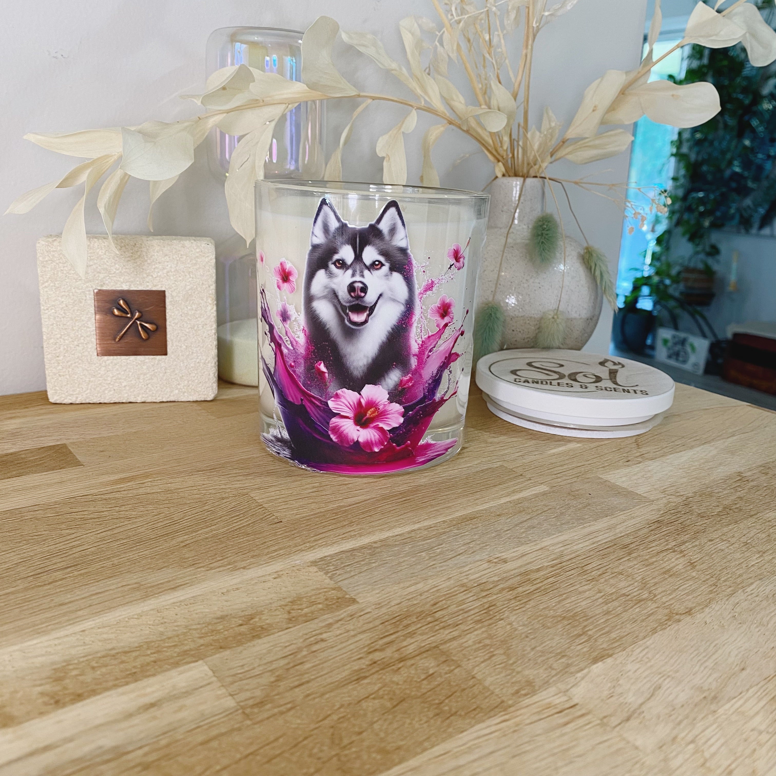 Siberian Husky Pink Xlarge Candle_Made in Australia