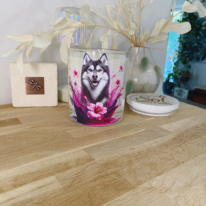 Siberian Husky Pink Xlarge Candle_Made in Australia