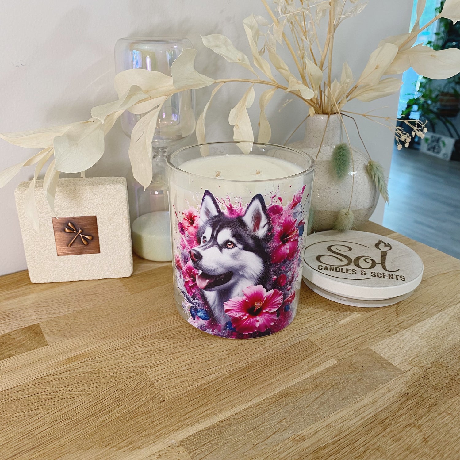 Siberian Husky Smiling Xlarge Candle_Refillable_Made in Australia