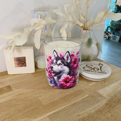 Siberian Husky Smiling Xlarge Candle_Refillable_Made in Australia