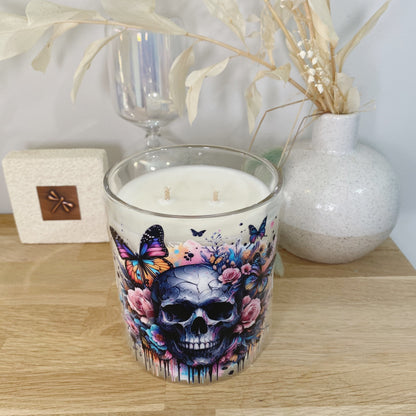 Skull Butterfly Rose Xlarge Candle