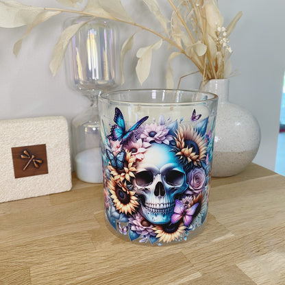 Skull Turquoise Butterfly Sunflower Xlarge Candle