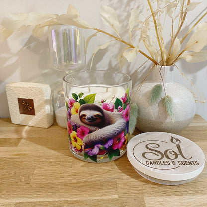 Sloth Hibiscus Xlarge Candle_Unique Candle_Australian Made