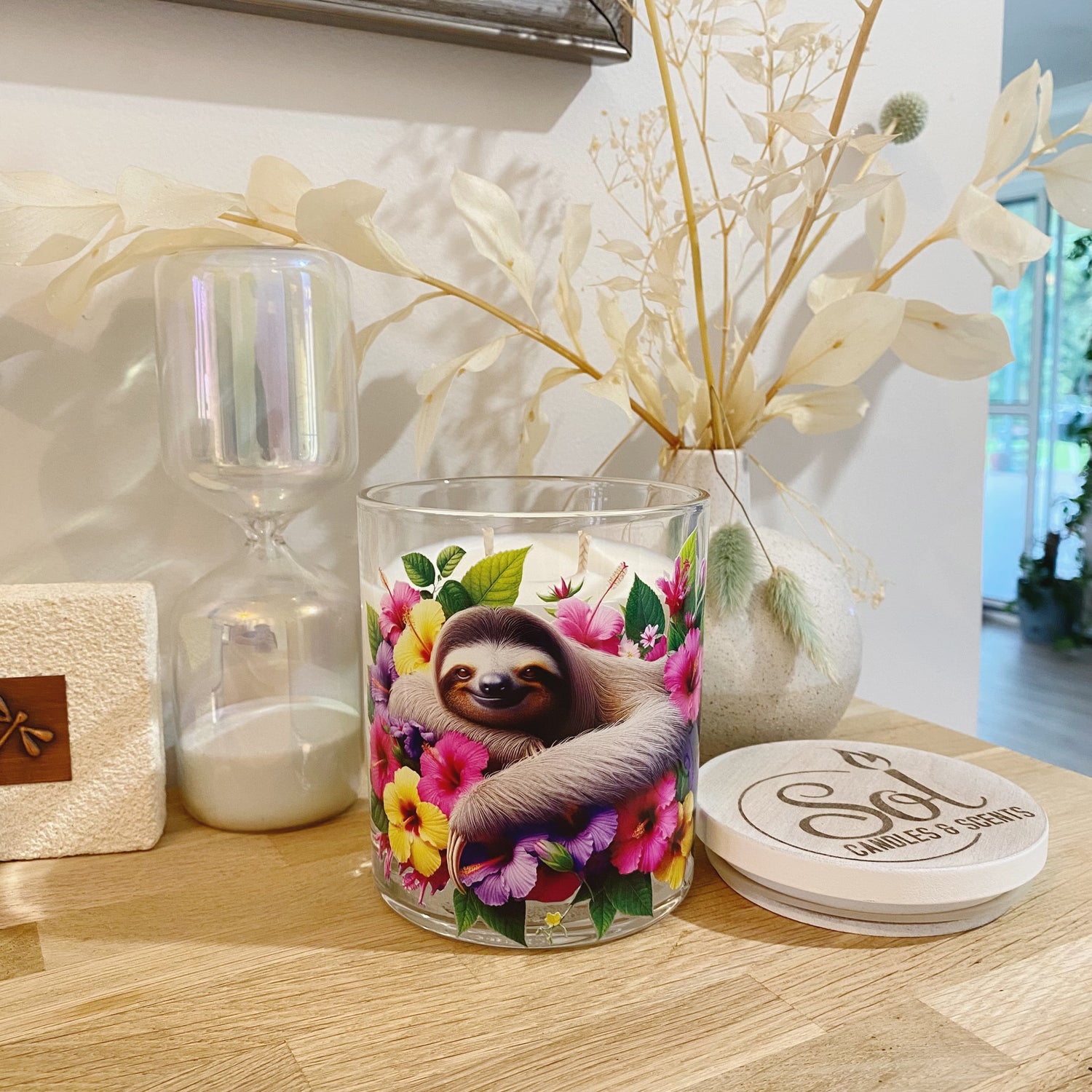 Sloth Hibiscus Xlarge Candle_Unique Candle_Australian Made