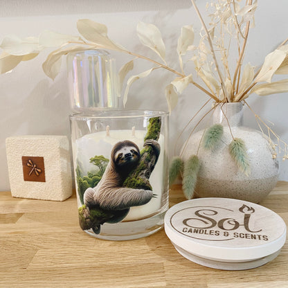 Sloth Tree Glass Xlarge Candle_Unique Candle_Made in Queensland