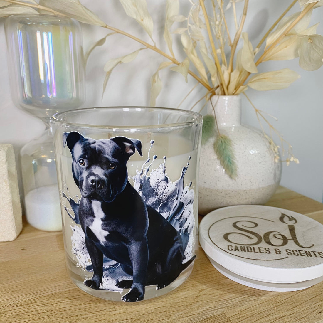 Staffy Black Xlarge Candle_Sol Candles &amp; Scents_Refillable