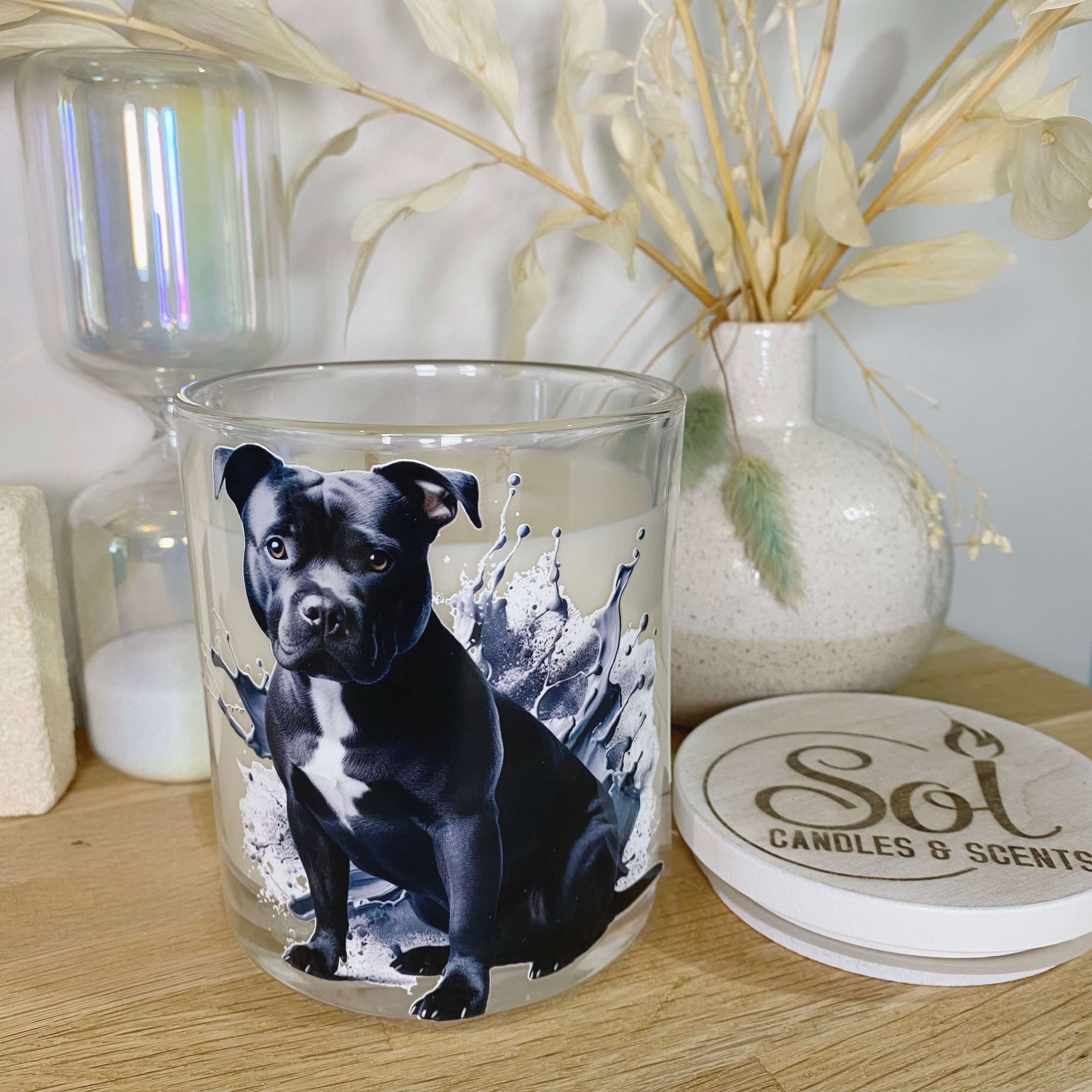 Staffy Black Xlarge Candle_Sol Candles &amp; Scents_Refillable