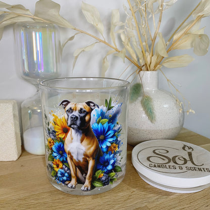 Staffy Fawn Blue Xlarge Candle_Sol Candles &amp; Scents_Made in Queensland