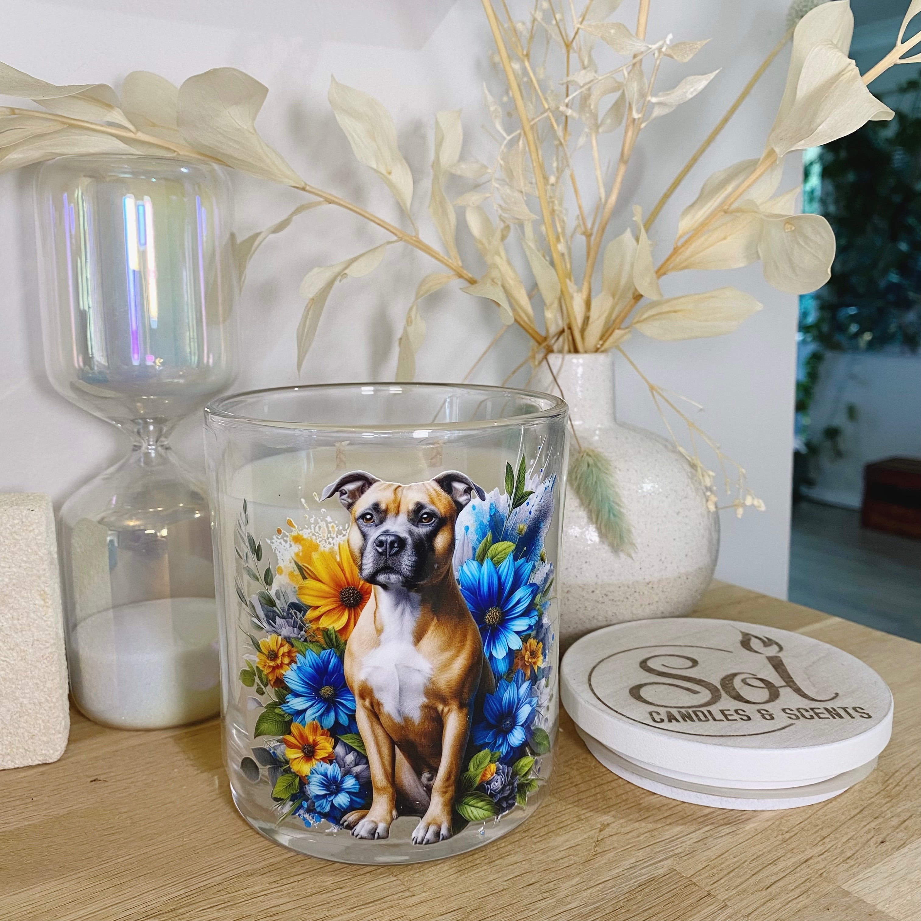Staffy Fawn Blue Xlarge Candle_Sol Candles &amp; Scents_Made in Australia