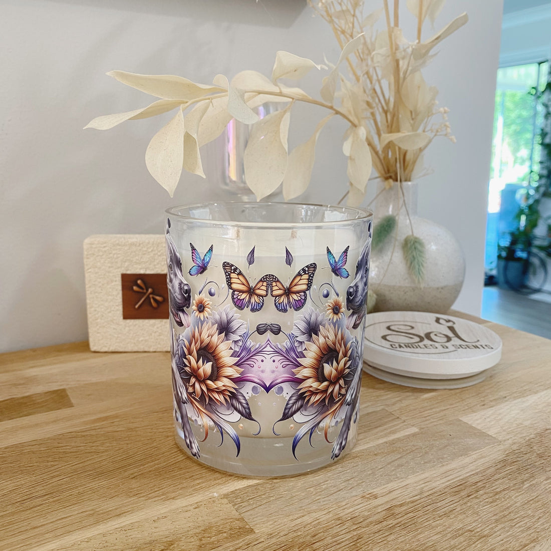Staffy Floral Butterfly Xlarge Candle