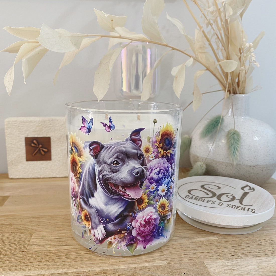 Staffy Grey Sunflowers Xlarge Candle_Sol Candles &amp; Scents