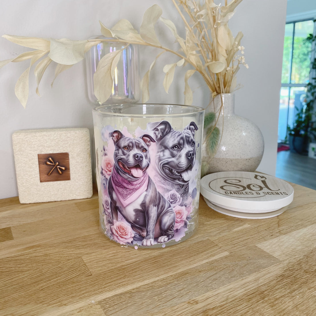 Staffy Roses Xlarge Candle