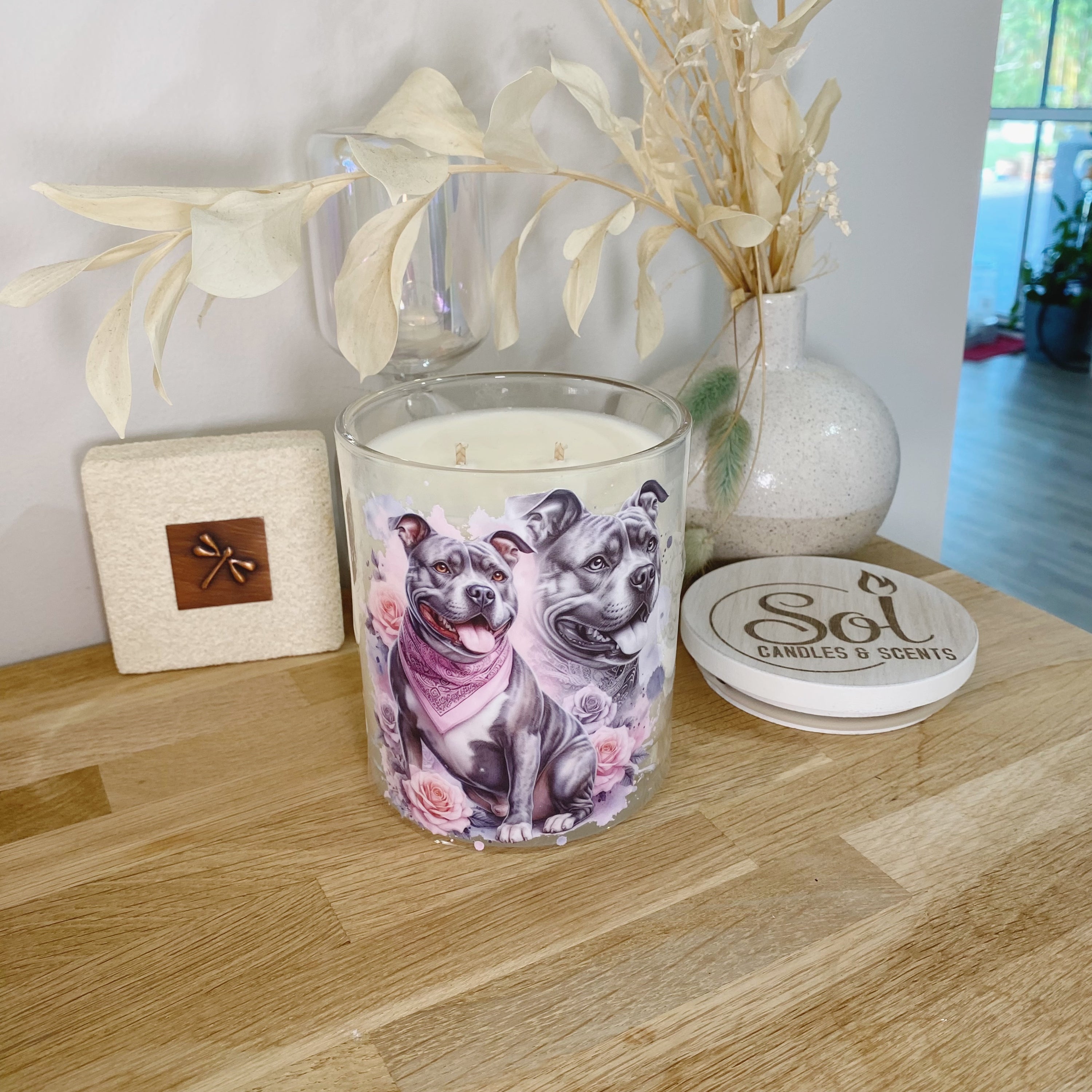 Staffy Roses Xlarge Candle