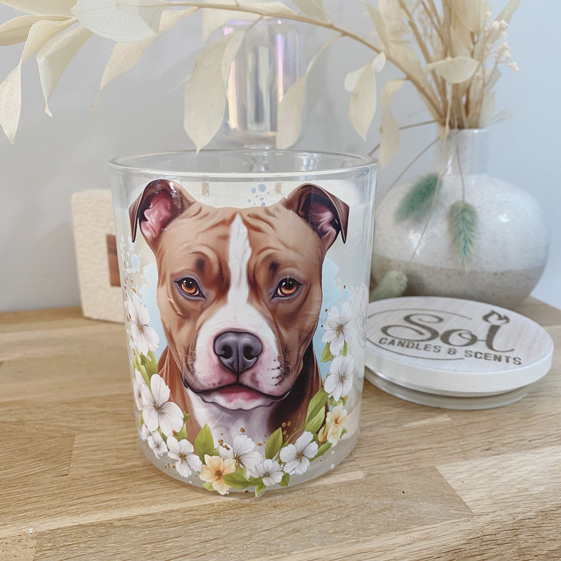 Staffy White Flowers Xlarge Candle_Sol Candles &amp; Scents