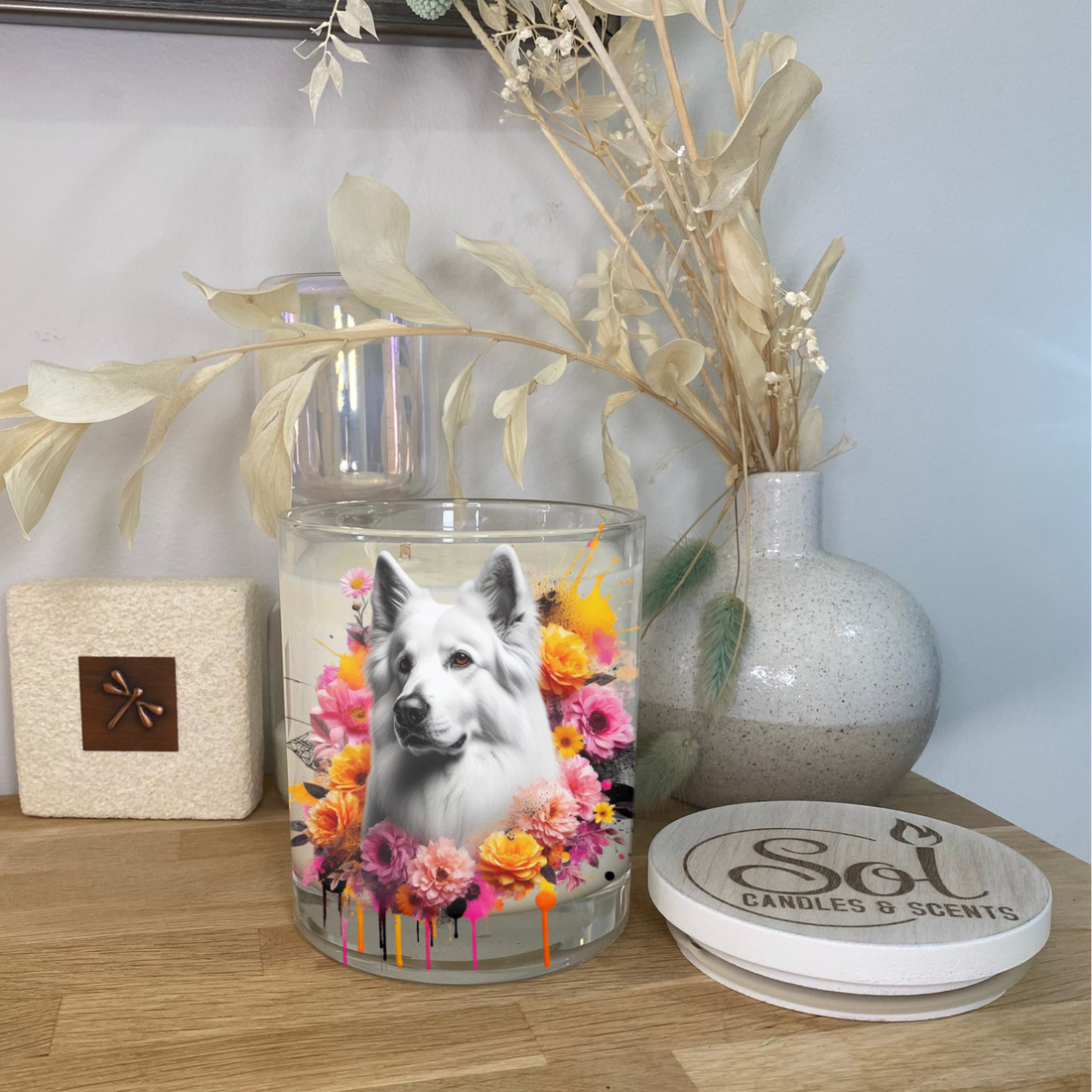 Swiss Shepherd White Portrait Xlarge Candle