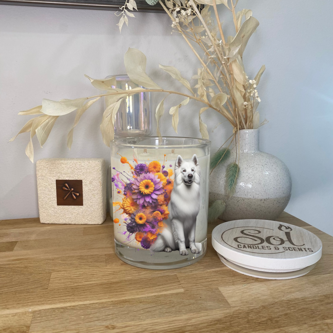 Swiss Shepherd White Sitting Xlarge Candle