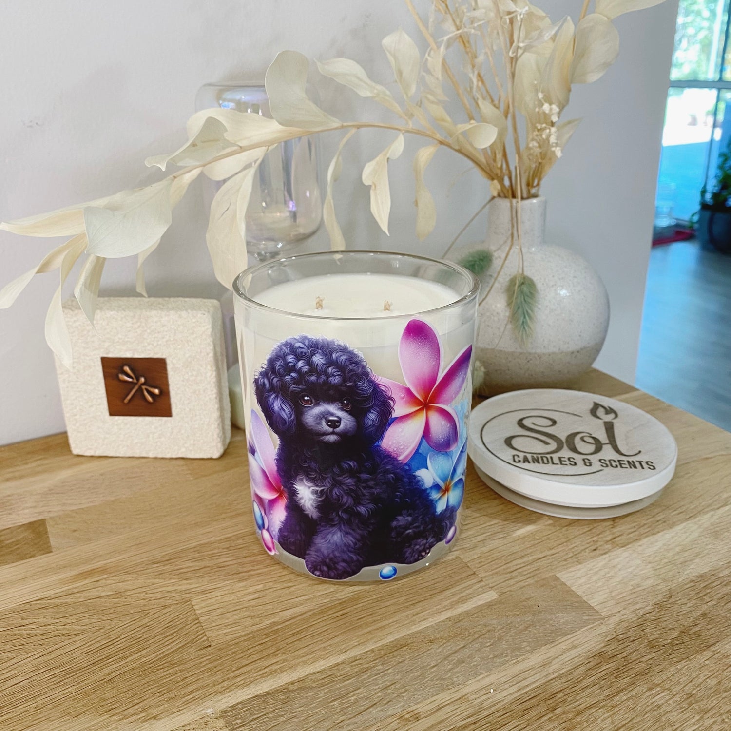 Toy Poodle Dog Black Xlarge Candle_Made in Australia_Refillabel
