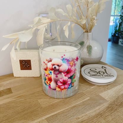 Toy Poodle Hibiscus Xlarge Candle_Made in Australia