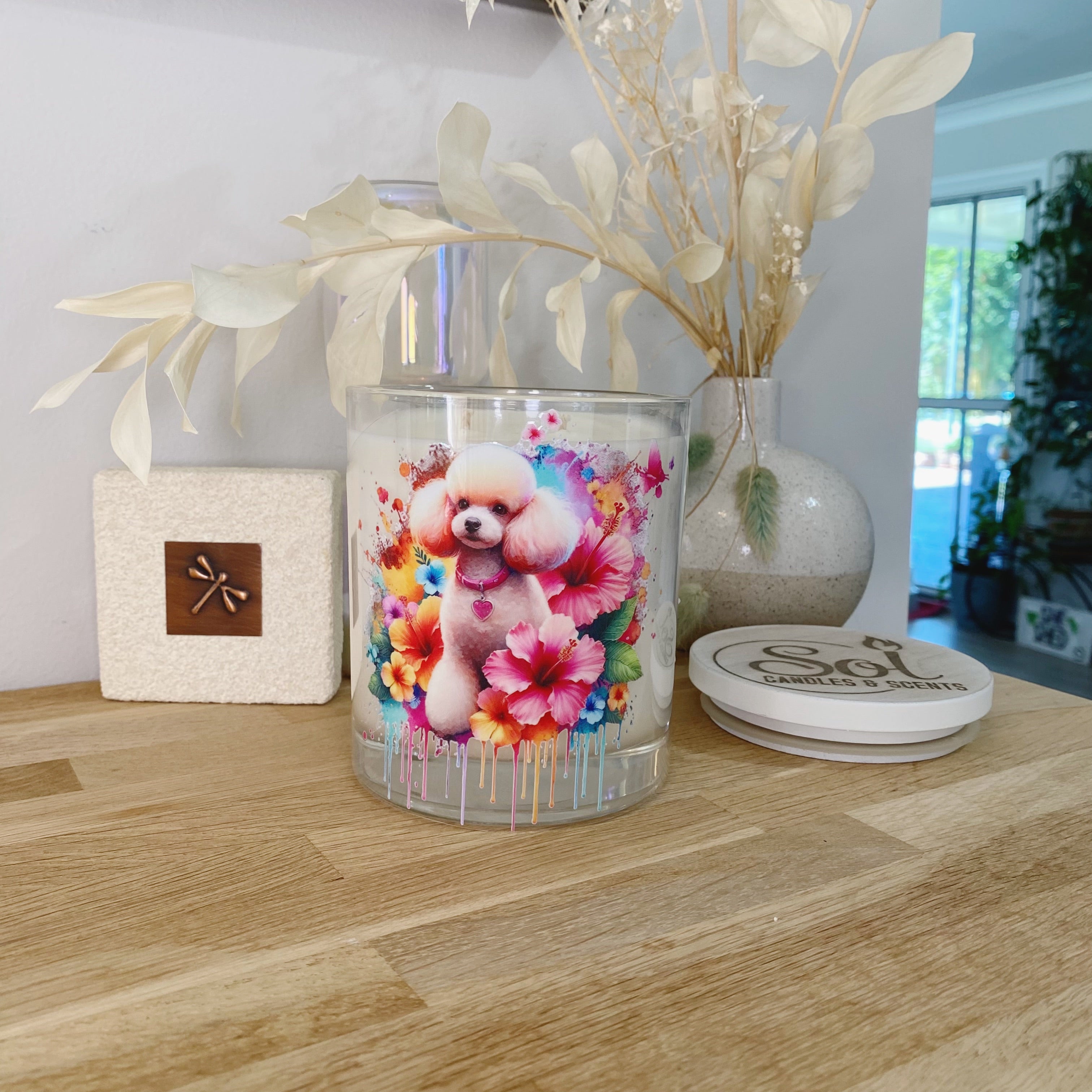 Toy Poodle Hibiscus Xlarge Candle_Made in Australia_Refillable