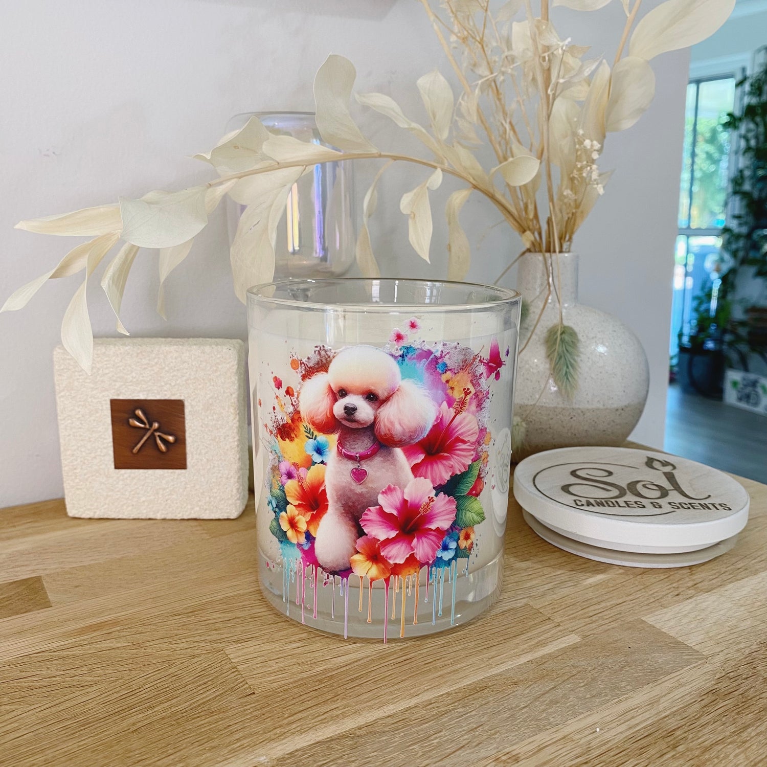 Toy Poodle Hibiscus Xlarge Candle_Sol Candles &amp; Scents