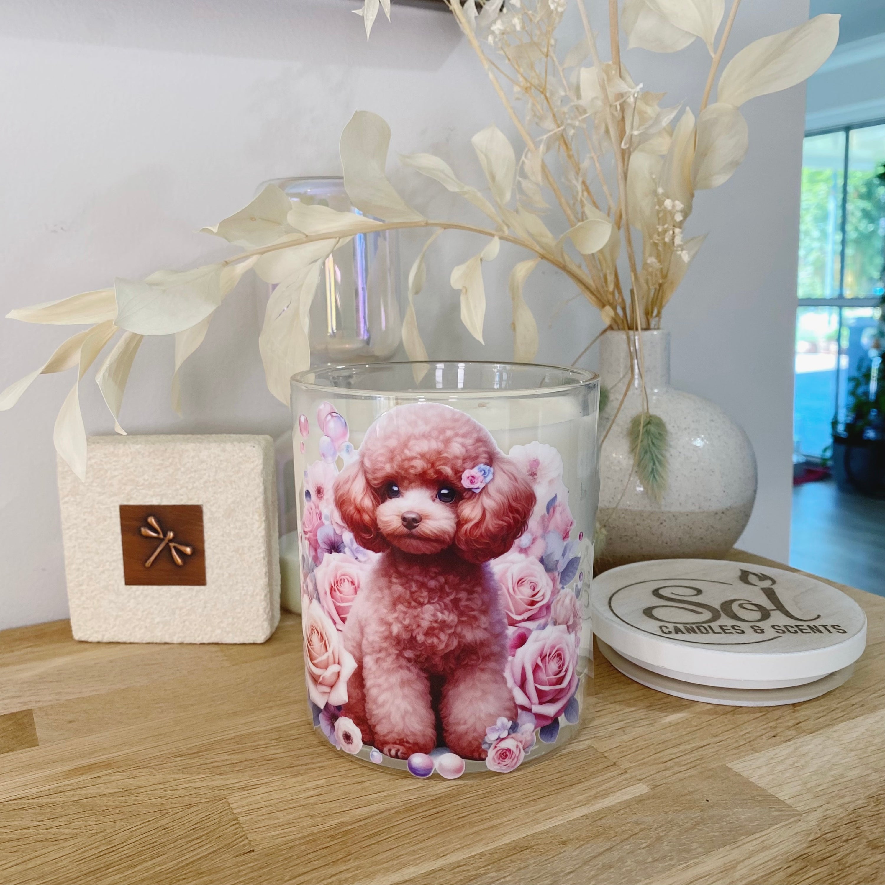 Toy Poodle Roses Xlarge Candle_Sol Candles &amp; Scents