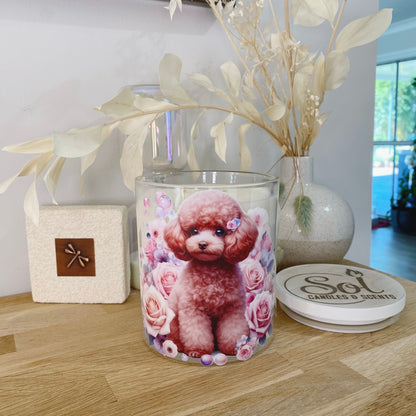 Toy Poodle Dog Roses Xlarge Candle_Refillable