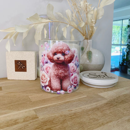 Toy Poodle Dog Roses Xlarge Candle_Refillable_Made in Australia