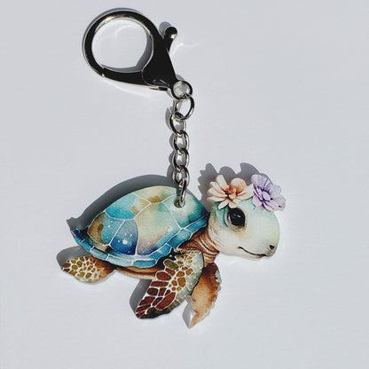 Turtle Blue Keychain