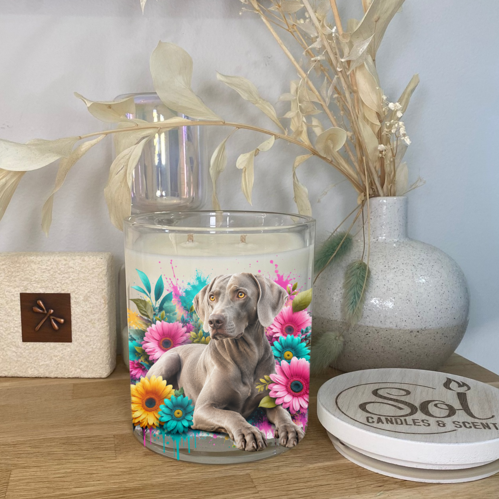 Weimaraner Laying Down Dog Xlarge Candle